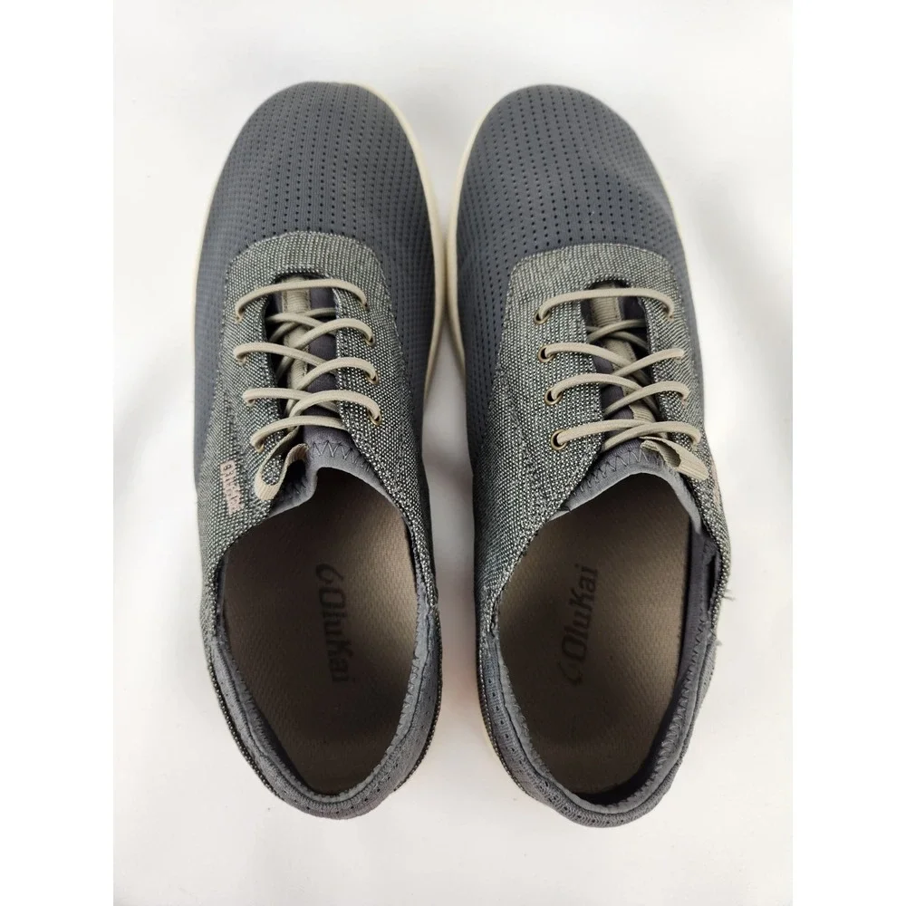 OluKai Men's Nohea Moku Sneaker‎ Size 9.5 Grey Shoes Slip On Loafer Boat Beach